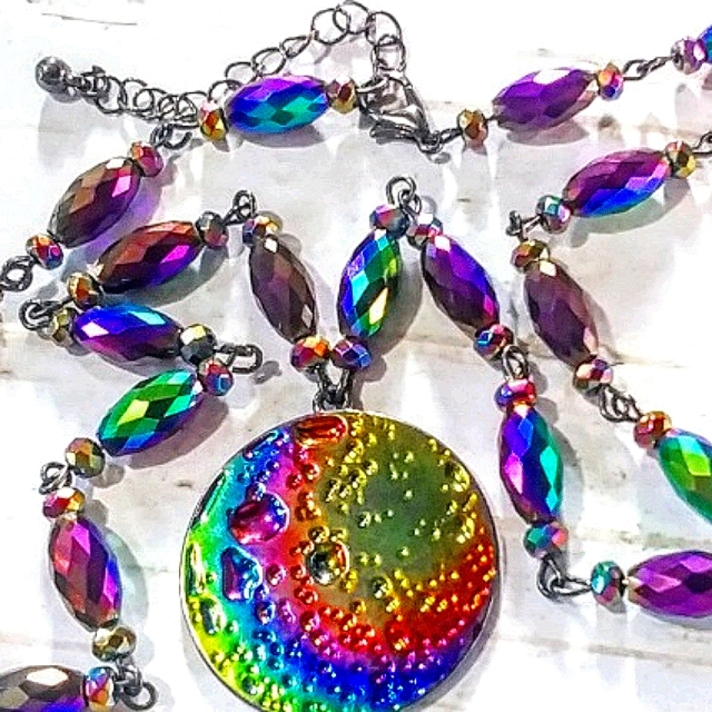 RNBW Moon Pendant Necklace